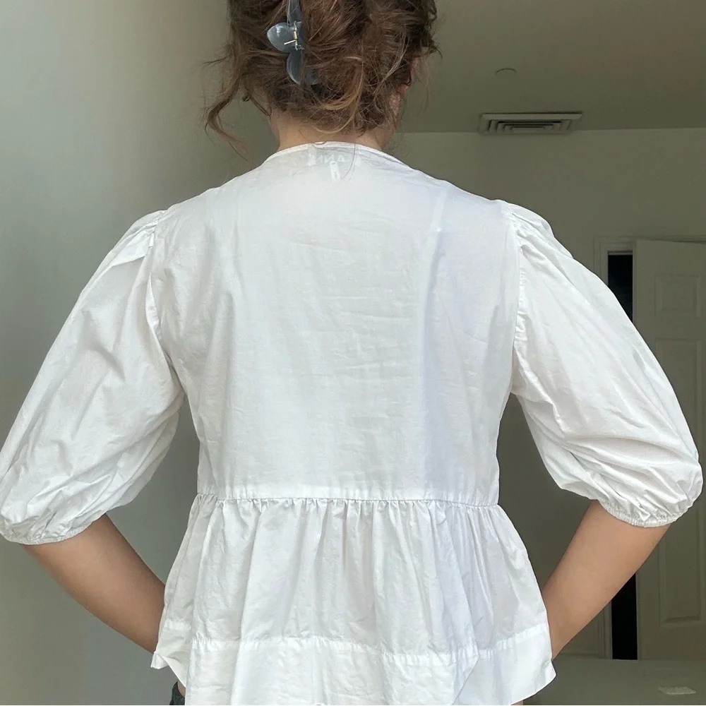 GANNI WHITE BOW BLOUSE - Picture 3 of 7